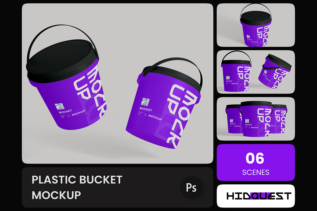 Plastic Bucket Mockup, a Packaging Mockup by hiddemaru (Photo 3 of 4)
