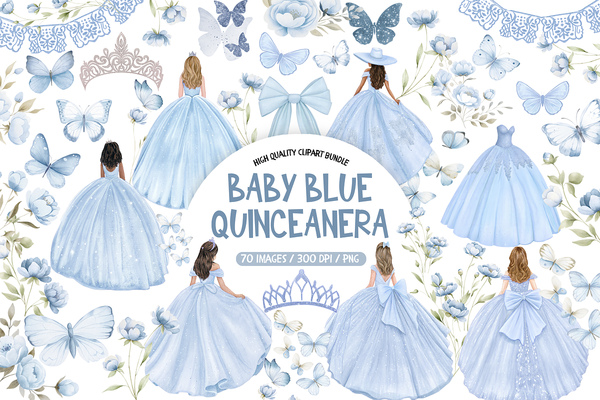 Baby Blue Quinceanera Clipart, an Illustration by TatiMockup (Photo 1 of 7)
