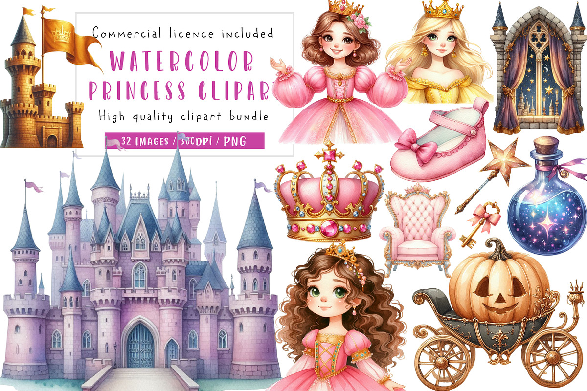 Princess Clipart, an Illustration by CreationArt (Photo 1 of 5)