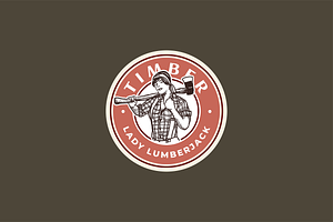 Lumberjack Lady Logo Template