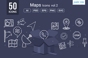 Map Line Icons V2, an Outline Icon by Jumbo Icons