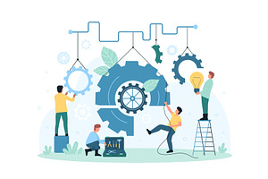 Teamwork for business improvement, a Technology Illustration by Flashvector