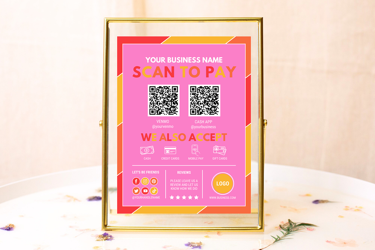 Colorful Scan to Pay Sign, a Stationery Template by SunshineStudioBoutique (Photo 4 of 10)