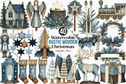 Watercolor Rustic Wooden Christmas, an Illustration by Canvas Craft (Thumbnail 1 of 8)