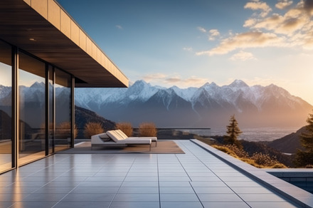 Luxurious villa in the mountains with panoramic views, an Abstract Photo by Natalia Klenova's Shop