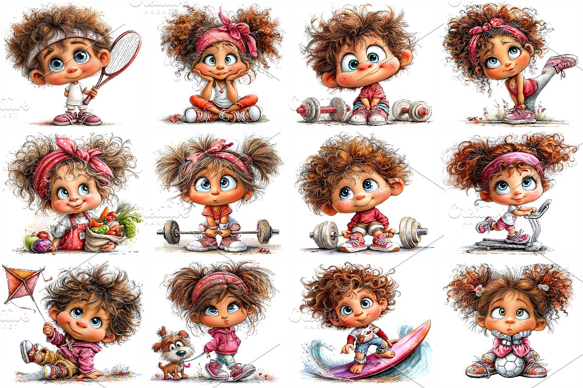 Children Engaging in Various Healthy, a Person Illustration by AlexZeL (Photo 2 of 4)