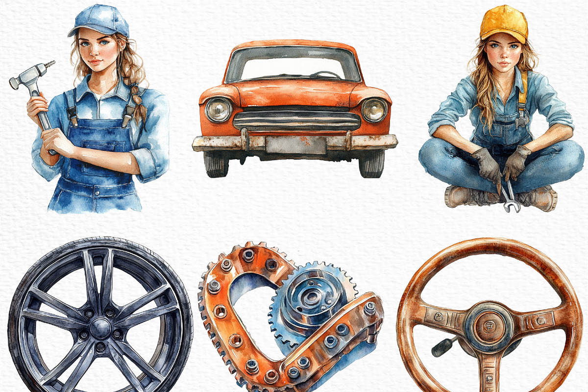 Car Mechanic Clipart, an Illustration by Craft Nest (Photo 5 of 6)