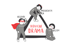 Karpman drama triangle with victim, a Healthcare Illustration by Stock-Smart-Start