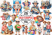 Funny Summer Old Couple Clipart, an Illustration by RobertsArt (Thumbnail 1 of 7)