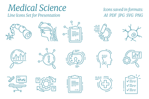 Medical Science Line Icons Set, a Healthcare Illustration by Ilia Design