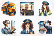 Bus Driver Watercolor Clipart, an Illustration by RobertsArt (Thumbnail 5 of 8)