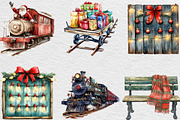Christmas Train Station Clipart, an Illustration by Black Bird Studio (Thumbnail 4 of 6)