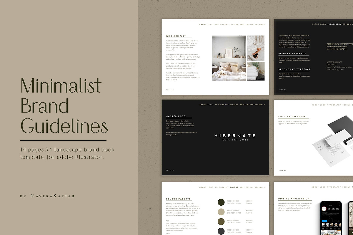 Minimal Brand Guidelines Template, a Branding & Logo Template by Naveera Aftab (Photo 1 of 4)