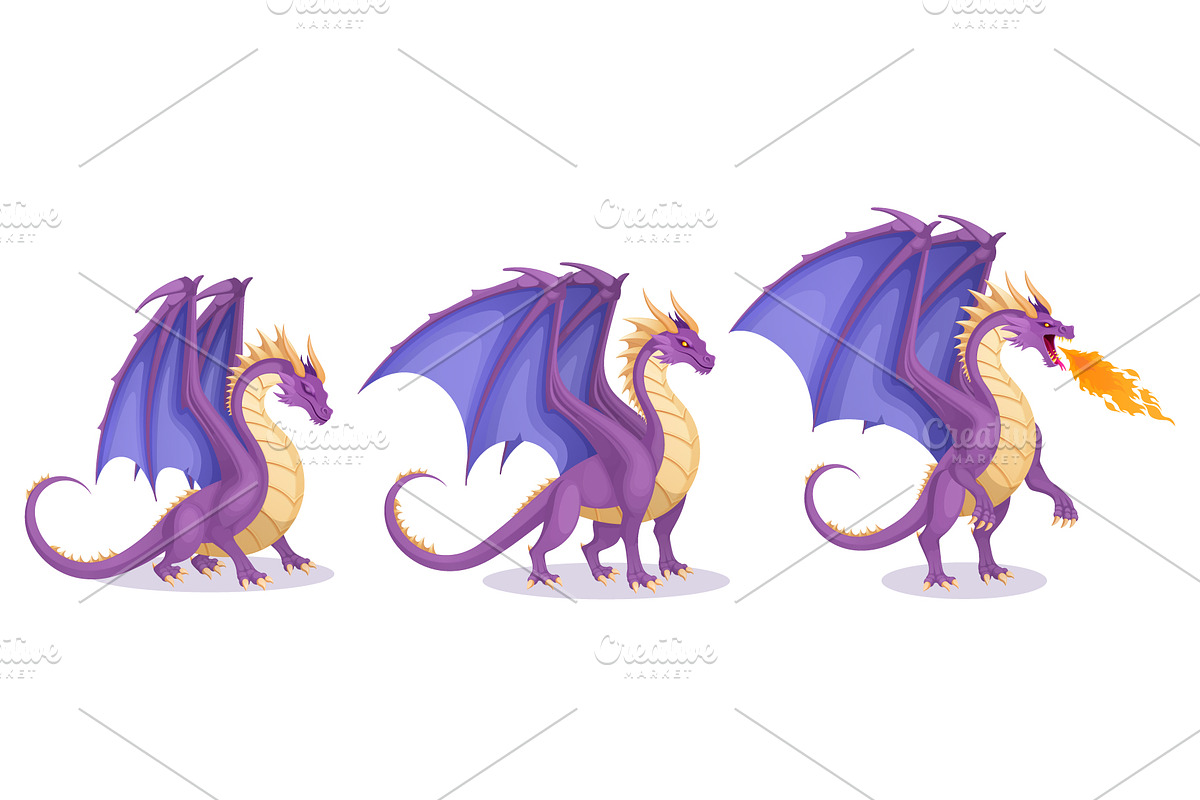 Cartoon fantasy dragon characters, an Animal Illustration by Yayasya