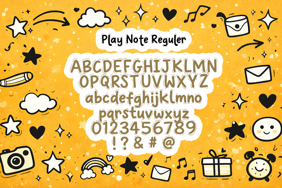 Play Note – Cute Doodle Handwritten, a Handwritten Font by cocodesign (Photo 6 of 10)