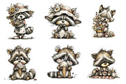 Whimsical summer raccoon clipart, an Illustration by SinaCreation (Thumbnail 3 of 8)