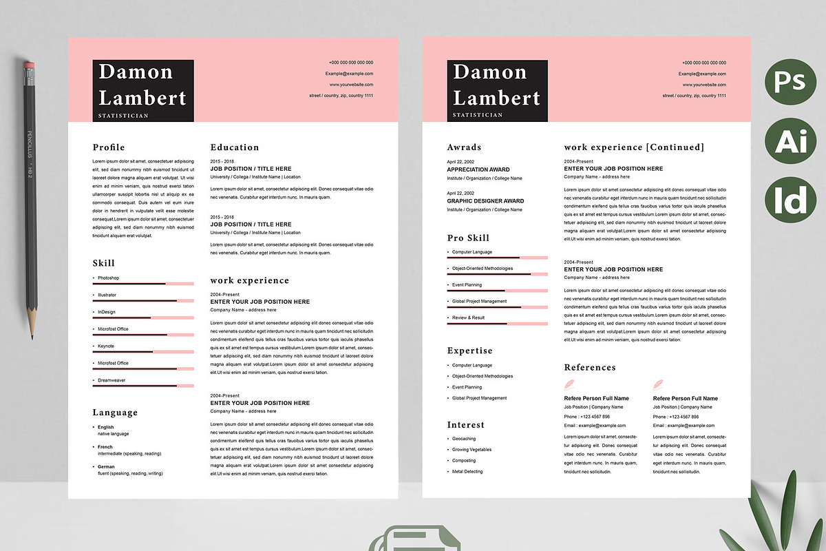 Clean CV Design Template, a Resume Template by Attractive Resume (Photo 2 of 3)