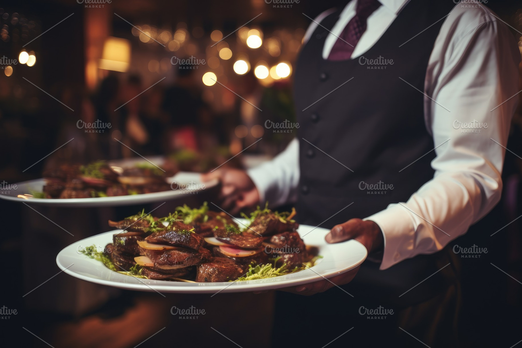 A waiter stands in a restaurant hold, a Photo by Iftikhar Alam