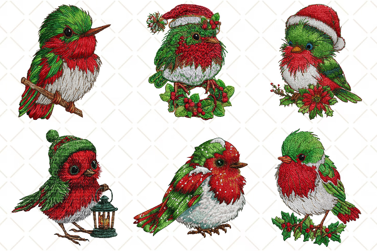 Santa Whimsical Bird Clipart, an Illustration by Black Bird Studio (Photo 2 of 6)