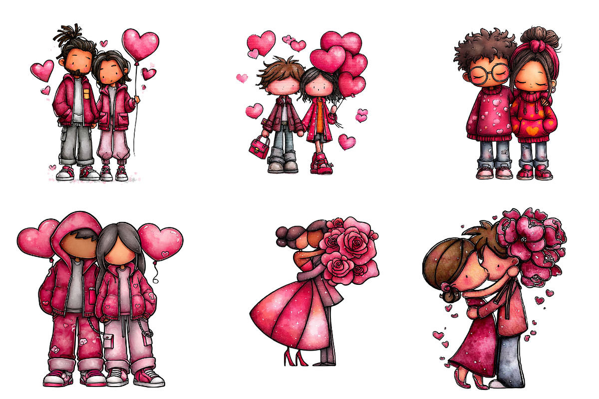 valentines couple clipart sublimatio, an Illustration by CreationArt (Photo 3 of 5)