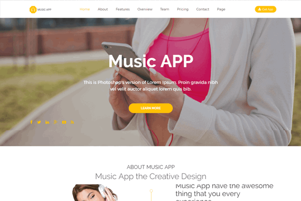 Music App- Responsive HTML5 Template, a HTML Template by CreativeGigs (Photo 4 of 6)