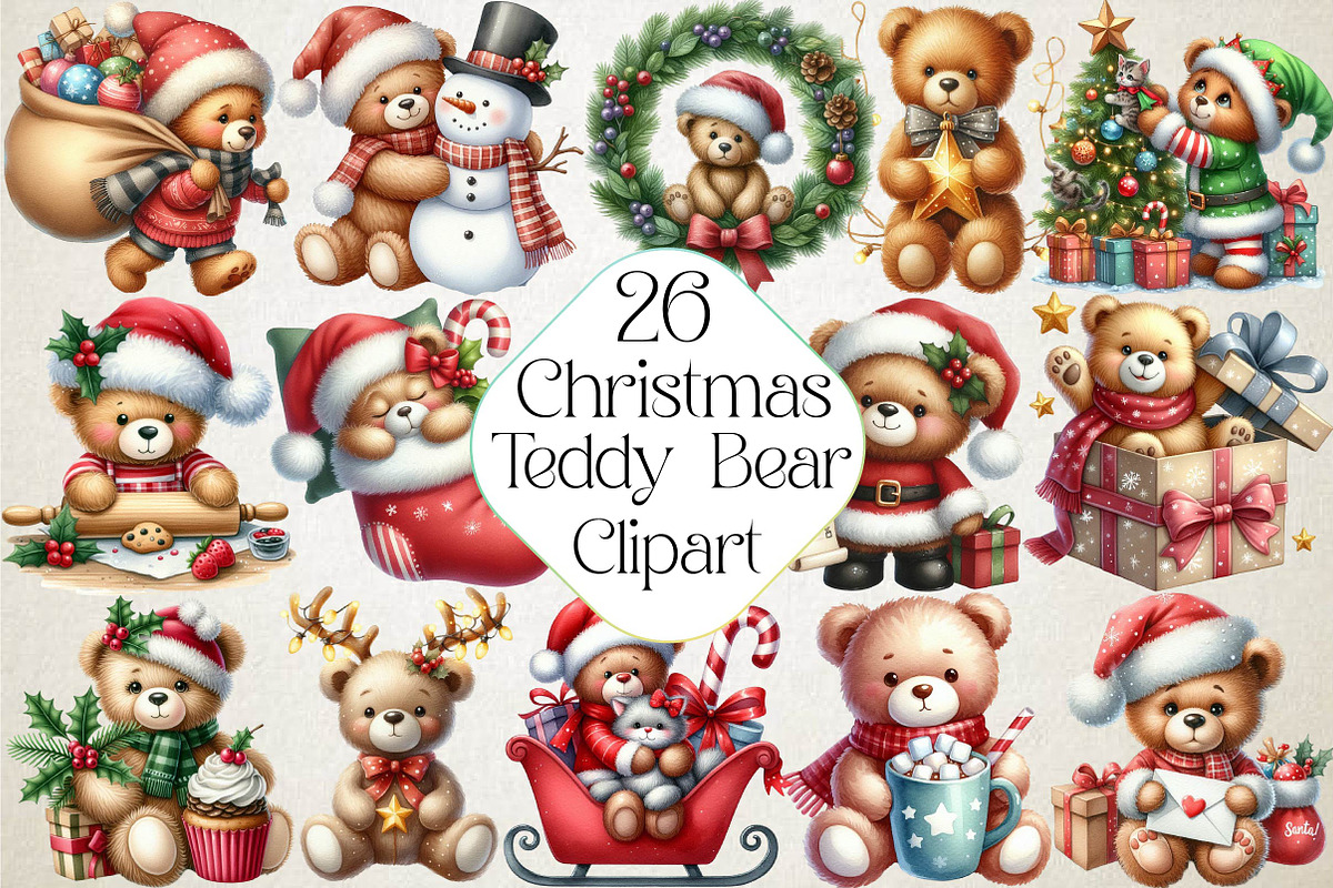 Christmas Teddy Bear Sublimation Bun, an Illustration by DreamPrint404 (Photo 1 of 5)