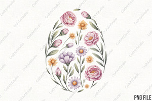 Floral Easter Egg PNG, an Illustration by CraftArtStudio