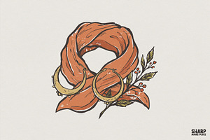 Boho Orange Scarf PNG, Crescent, an Illustration by SharpMarketplace