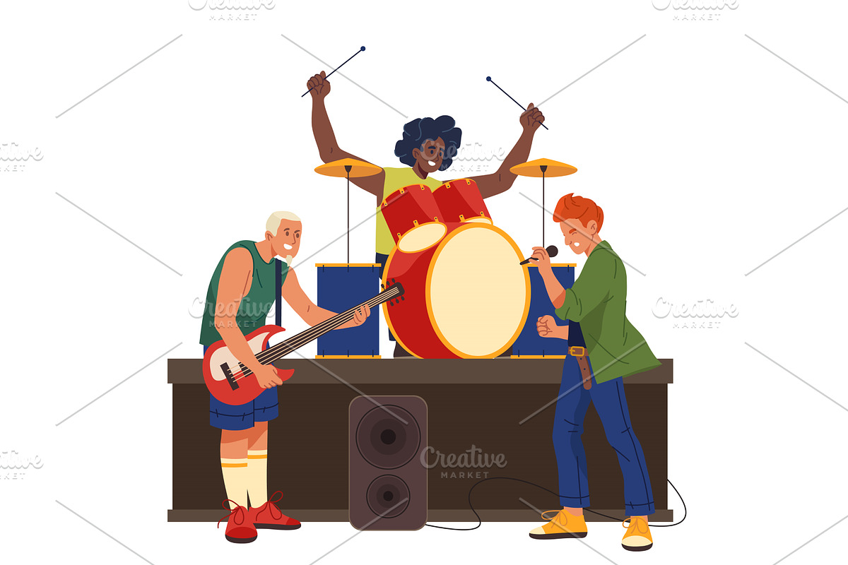 Rock and roll band performance, a Person Illustration by Elegant Solution