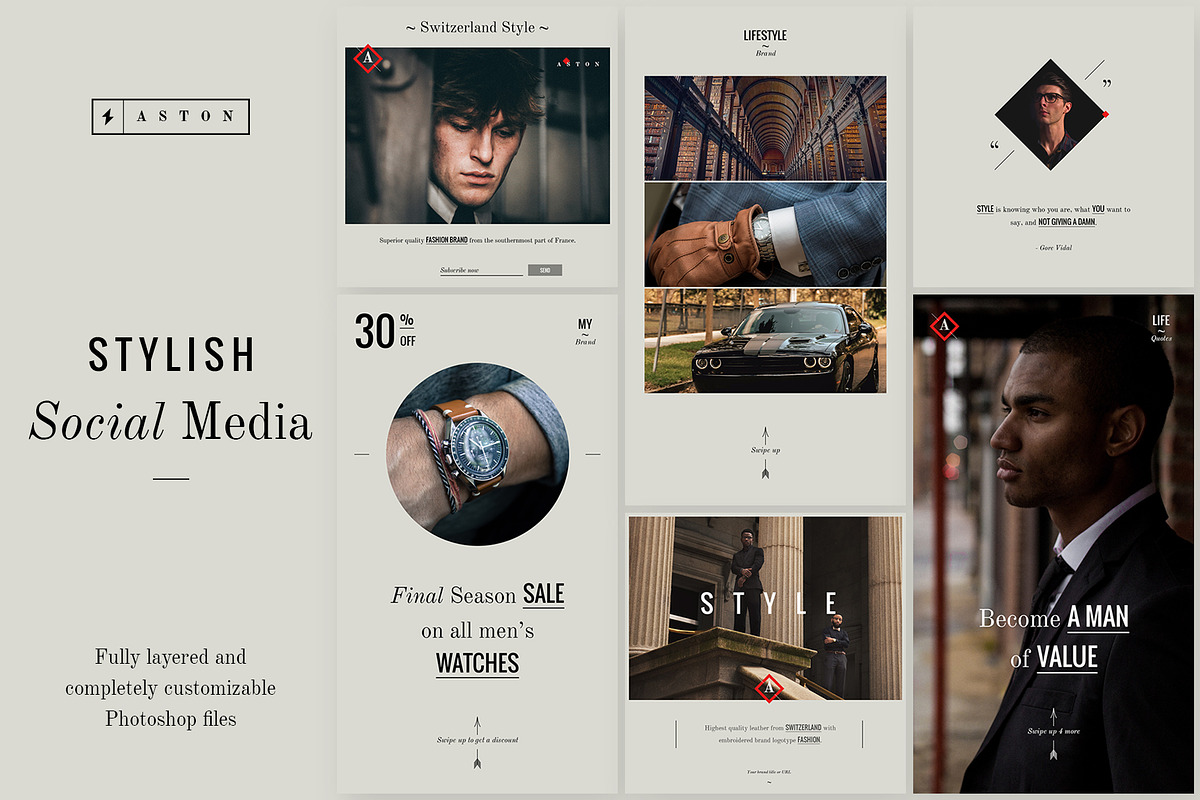 ASTON Luxury Lifestyle Brand, a Social Media Template by NordWood (Photo 5 of 8)