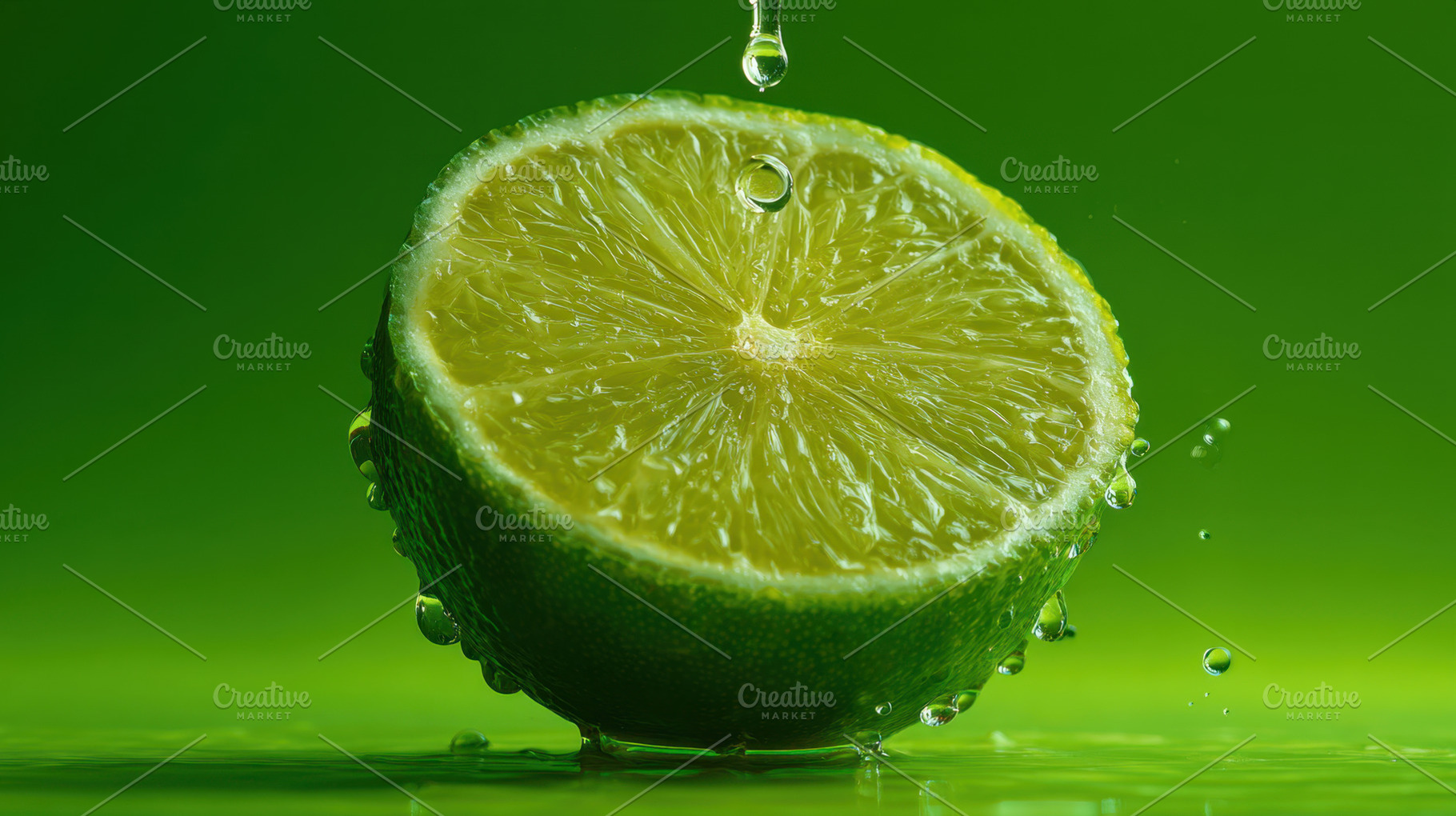 Shiny lime with water drops, a Photo by Beautiful things