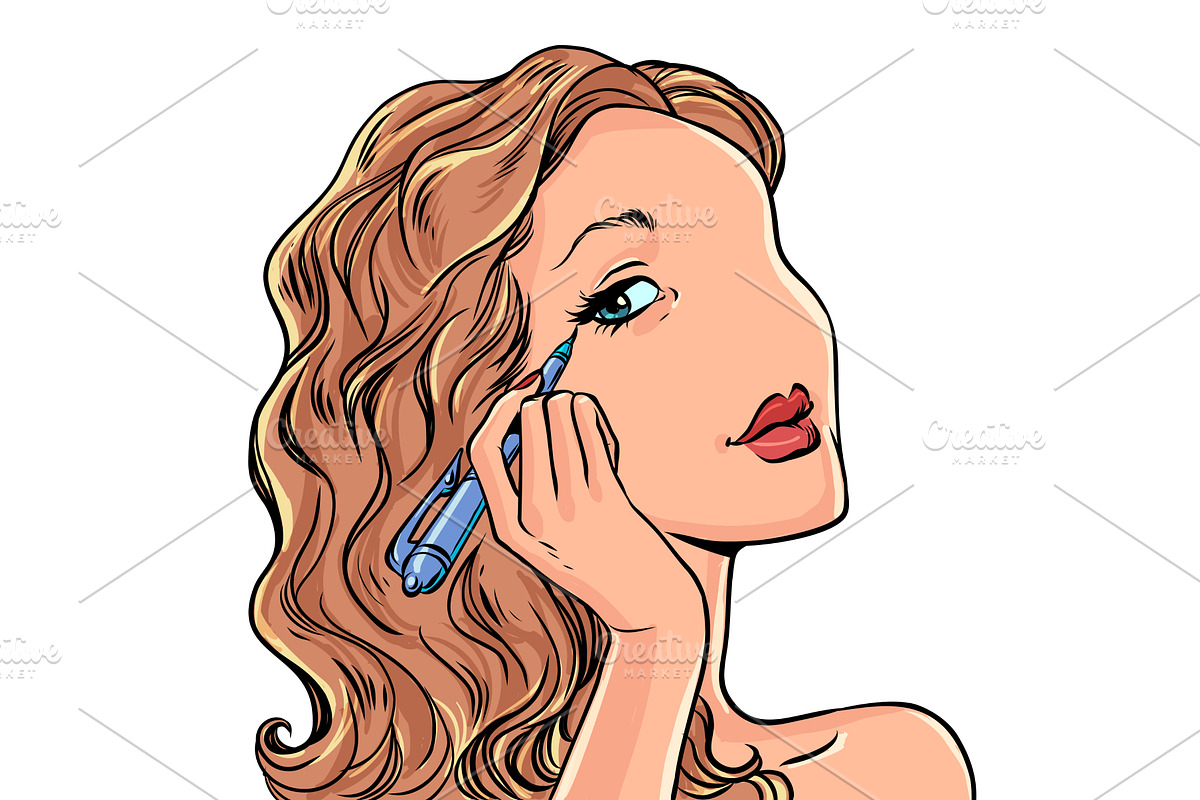 Pop Art Retro A woman paints her, a Person Illustration by studiostoks