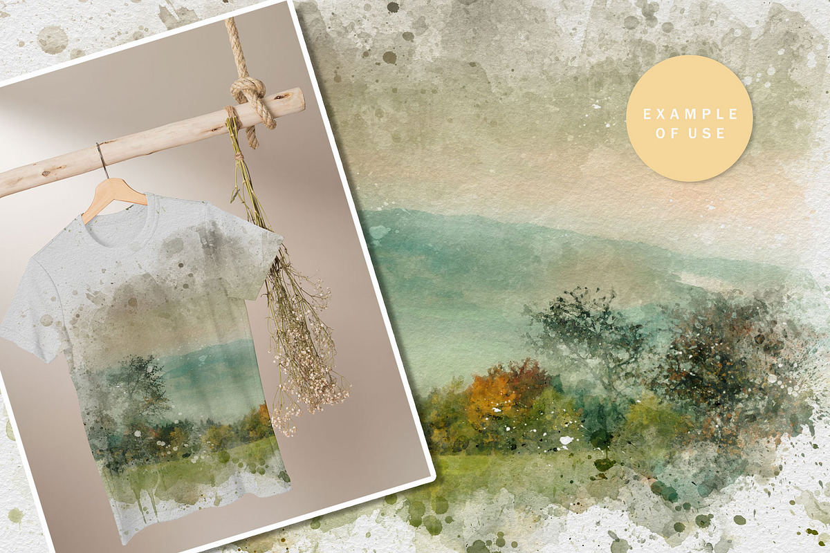 Mysterious Watercolor Landscapes 3, a Background Graphic by Suna Kosem (Photo 4 of 14)