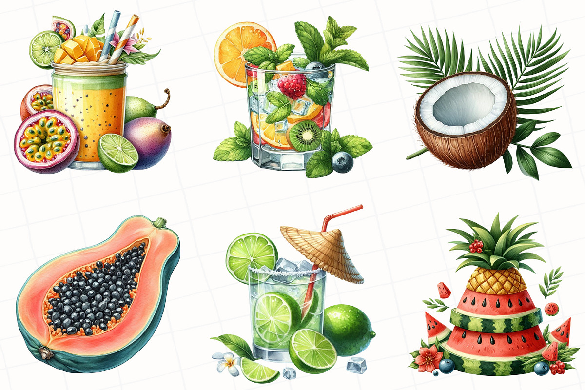 Tropical Fruit Summer Clipart, an Illustration by OK Design (Photo 4 of 5)