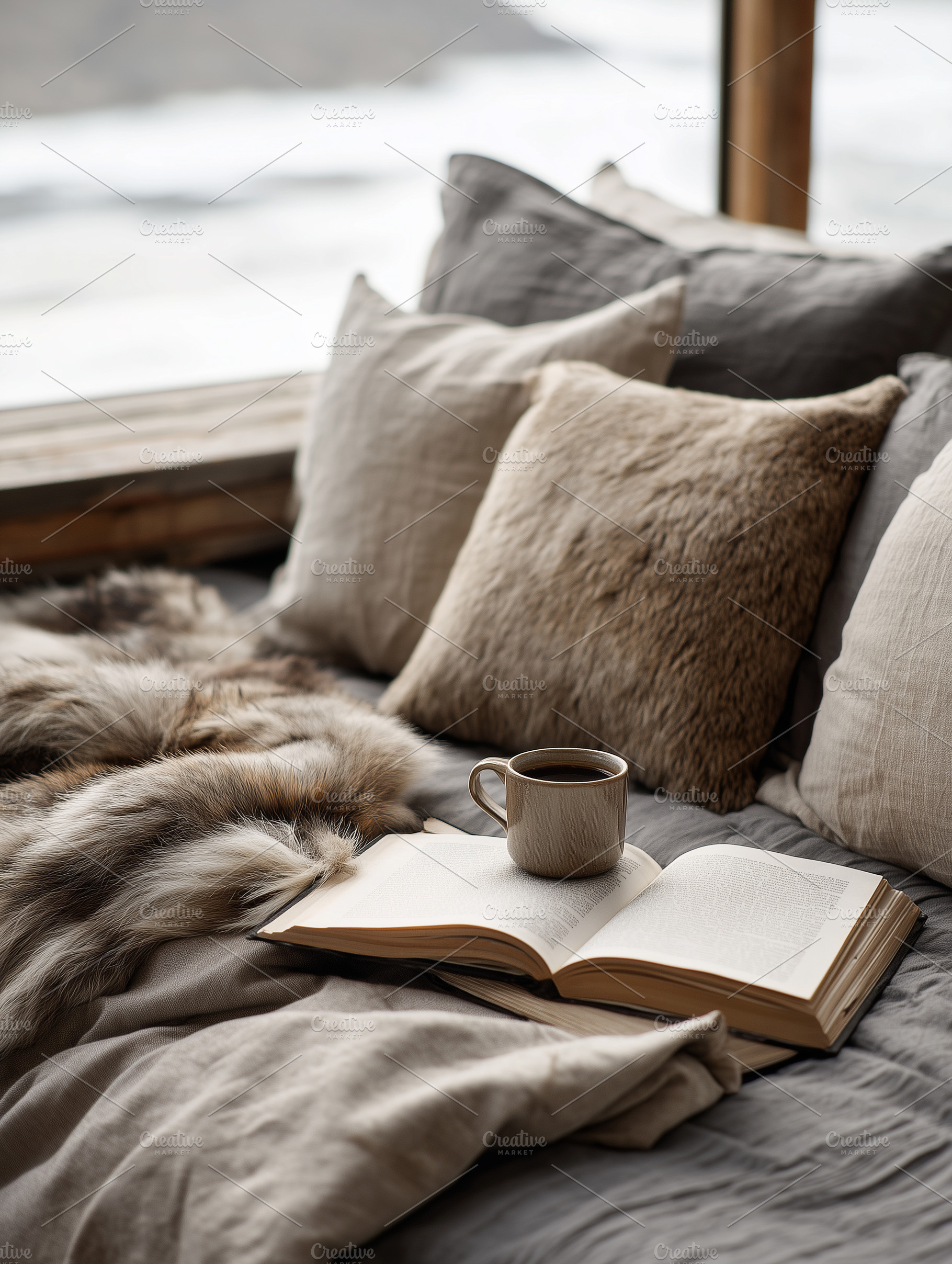 Cozy winter scene with a cup of, an Architecture Photo by MistyDay