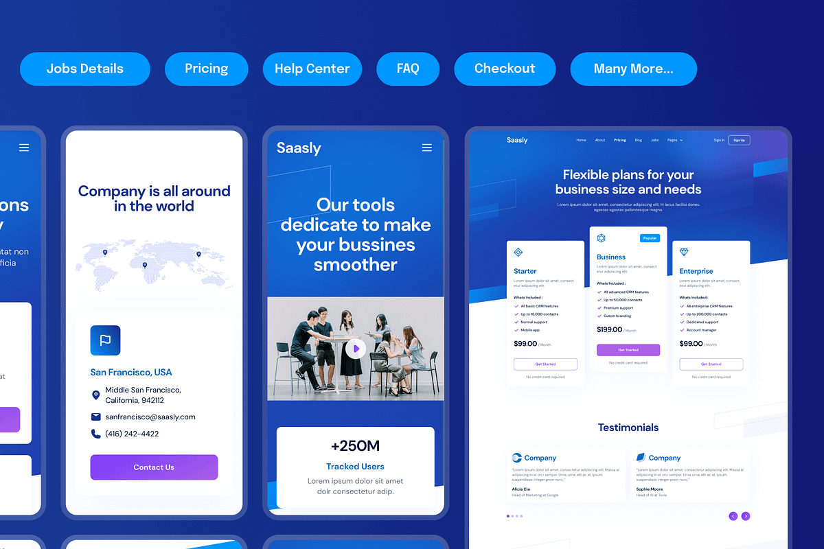 Saas & Tech Web Mobile UI Kit Saasly, an UI Kit Template by dhuhacreative (Photo 6 of 8)