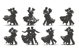 dancing couple silhouette. woman and, a Sport Illustration by Stock-Smart-Start