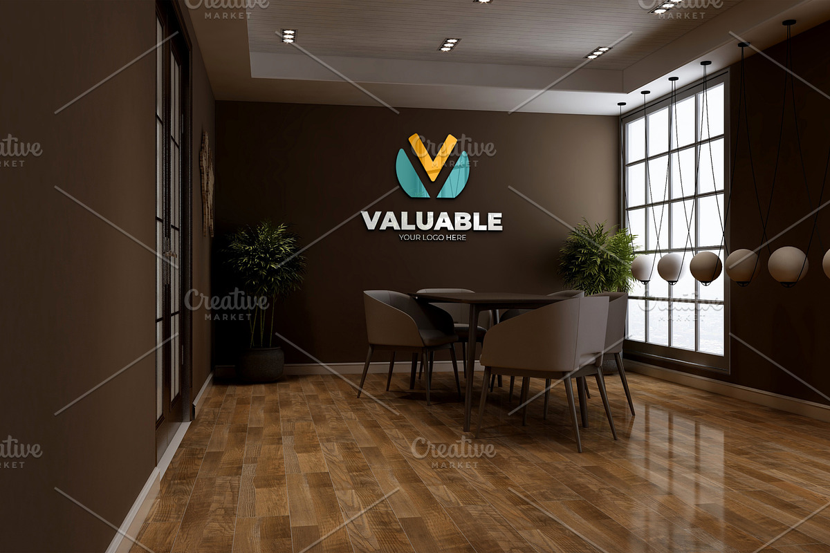 Cafe & Office Scene Wall Logo Mockup, an Advertising Mockup by Ayy (Photo 14 of 18)