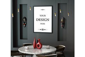 Mock up 3d ethno interior