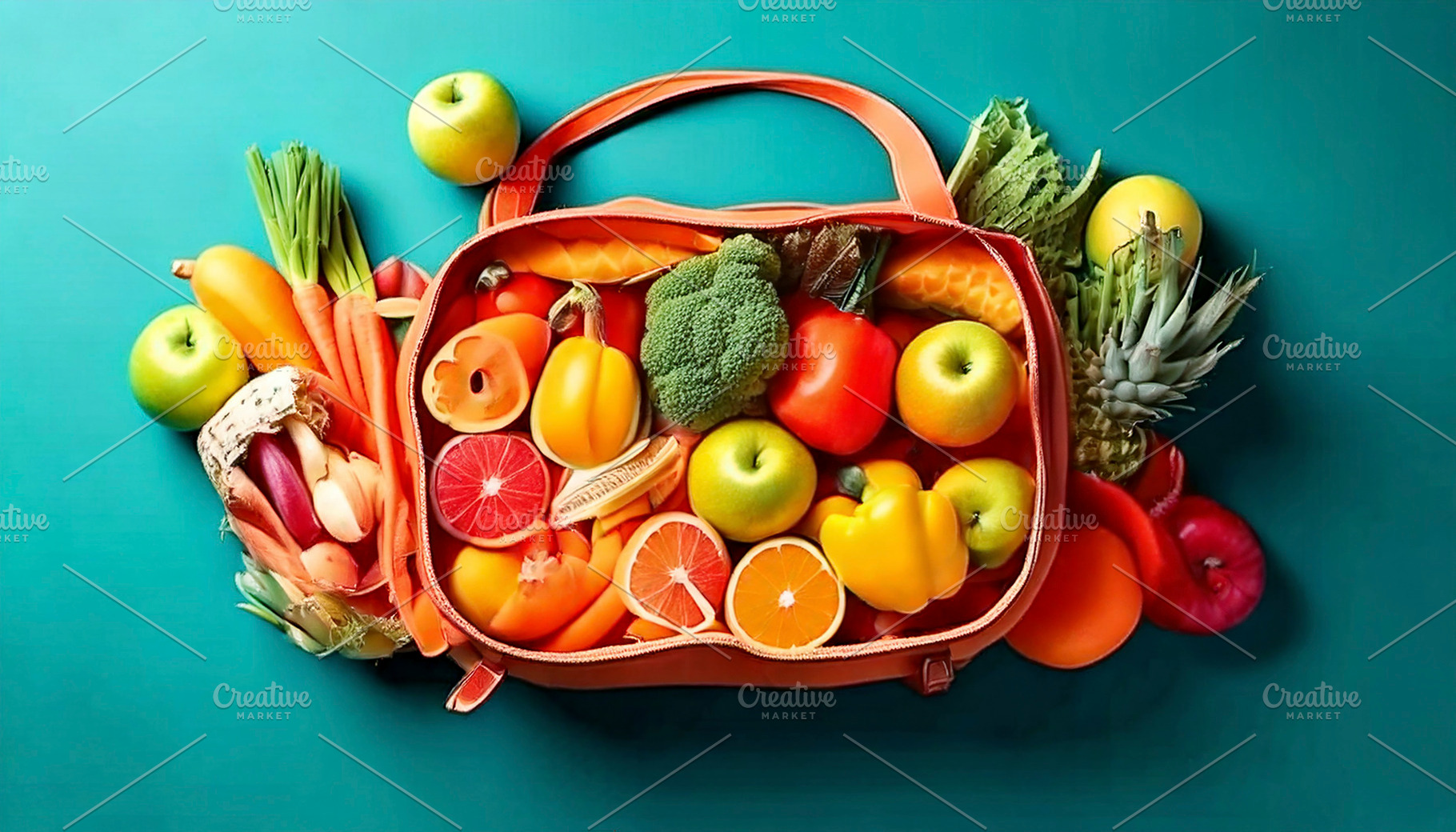 Physical activity and healthy eating concept modern colorful des, a Food & Drink Photo by DanFLCreativo