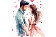Watercolor Valentine's Day Clipart, a Seasonal Illustration by Creative design (Thumbnail 6 of 7)
