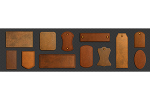 Brown leather labels and tags with, an Illustration by art PVP - market