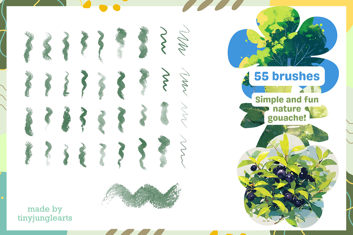 Nature Gouache Procreate Brushes, a Brush Add-On by Cozy Brushery (Photo 2 of 9)