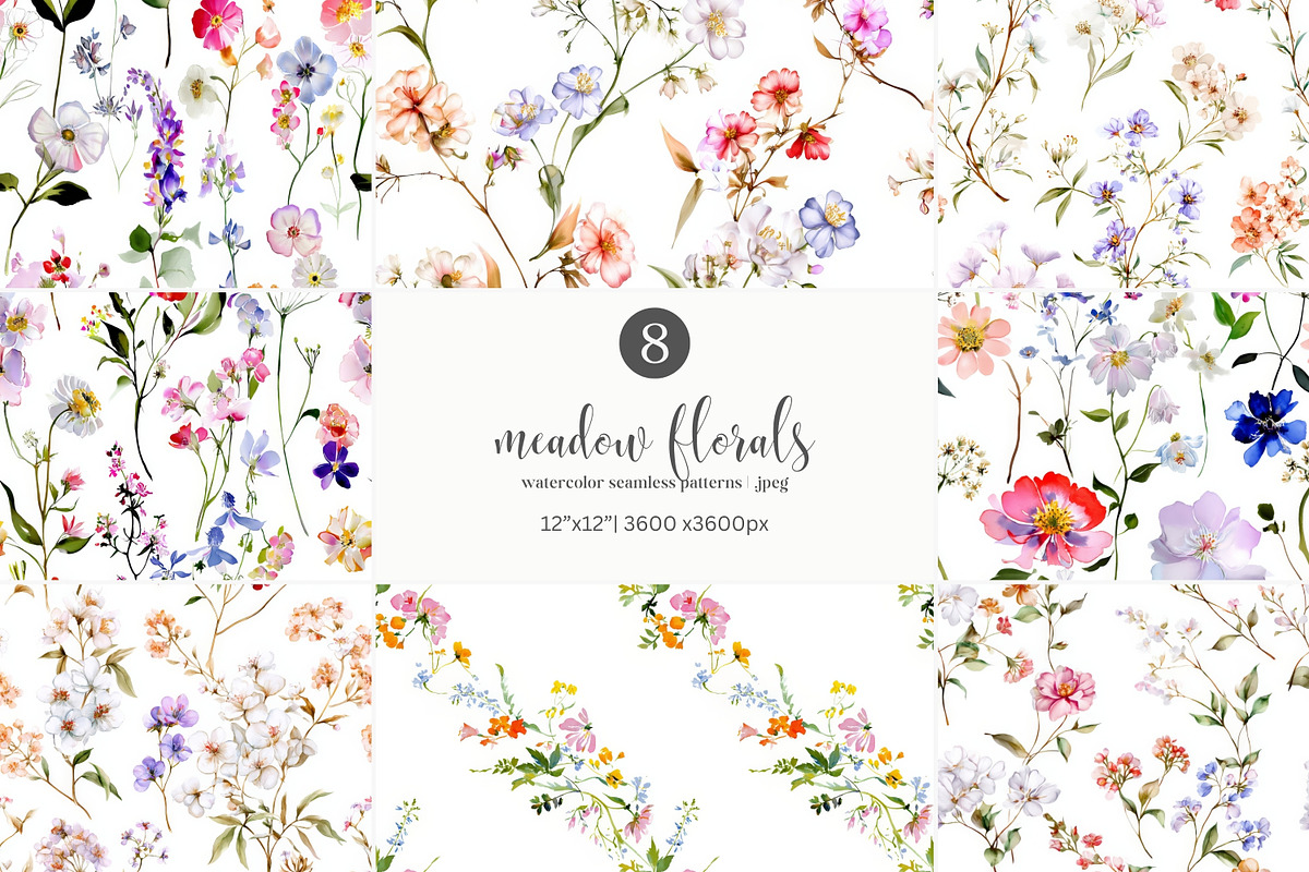 watercolor seamless pattern set, a Pattern Graphic by Patishop Art (Photo 1 of 7)