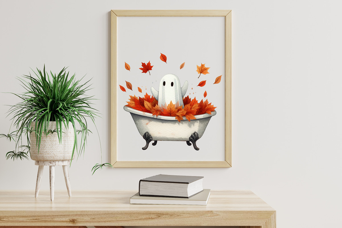 Watercolor Autumn Boho Ghost Clipart, an Illustration by Libby Wishes (Photo 2 of 6)