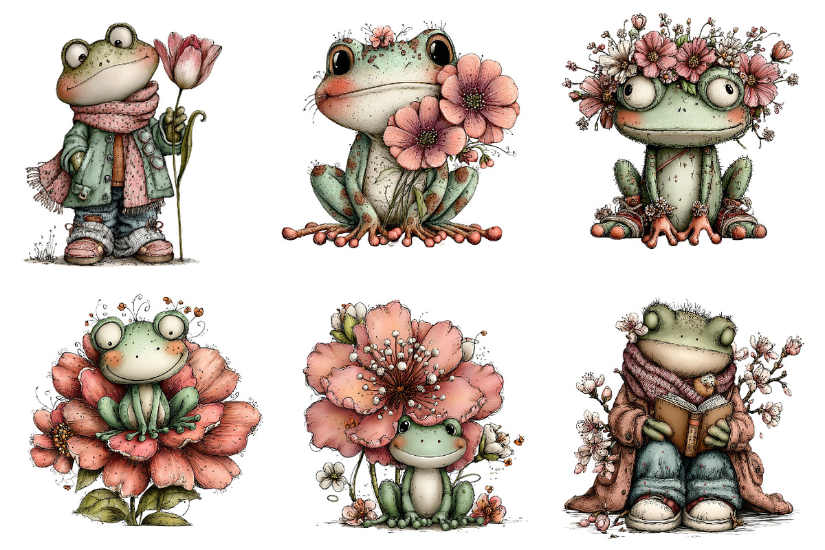 Whimsical Spring Frog Clipart, an Illustration by Dream Creation (Photo 5 of 7)