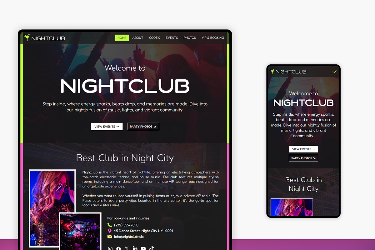 Nightclub Wix Studio Website preview 3