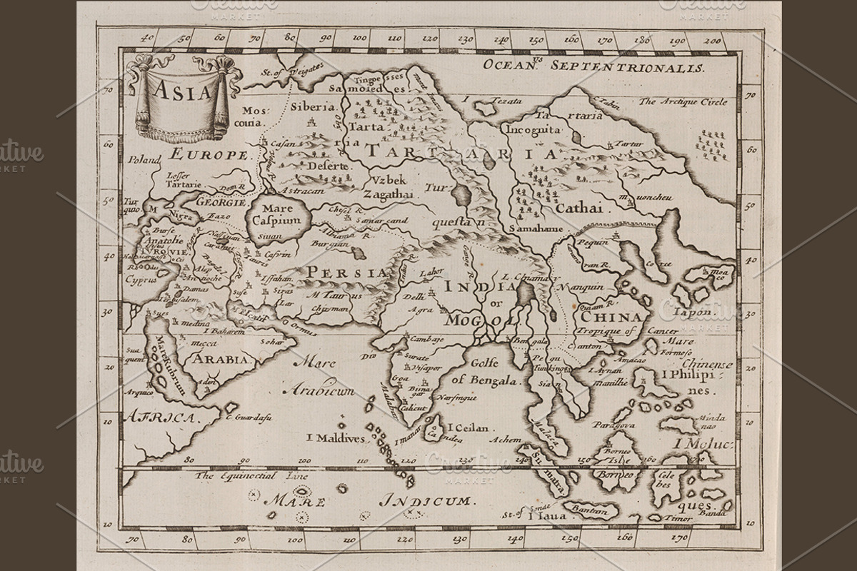 Antique World Maps - 1680, a Texture Graphic by Blue Line Design