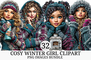 Cosy Winter girl Clipart Bundle, an Illustration by Craft Nest (Thumbnail 1 of 10)