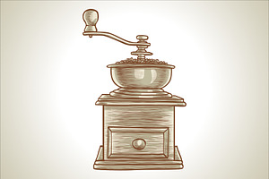 Coffee Grinder Vintage Drawing Art